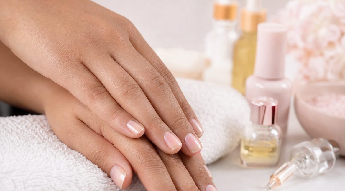 Manicura wellness con uñas naturales saludables y acabado nude en salón profesional Colombia
