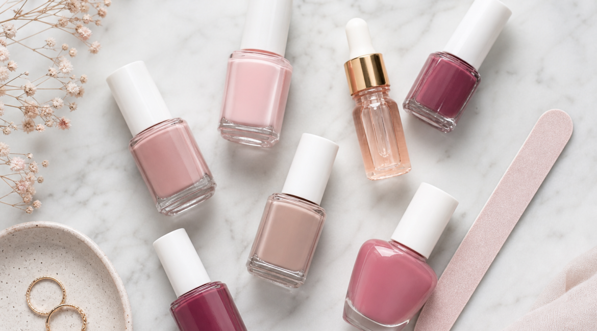 Esmaltes semipermanentes Mixcoco en tonos rosa y nude